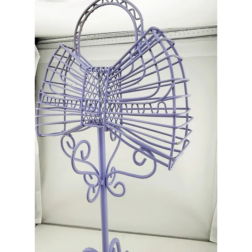 Vintage 1990 Metal Wire Purple Bow Shaped Jewelry Stand 15.5